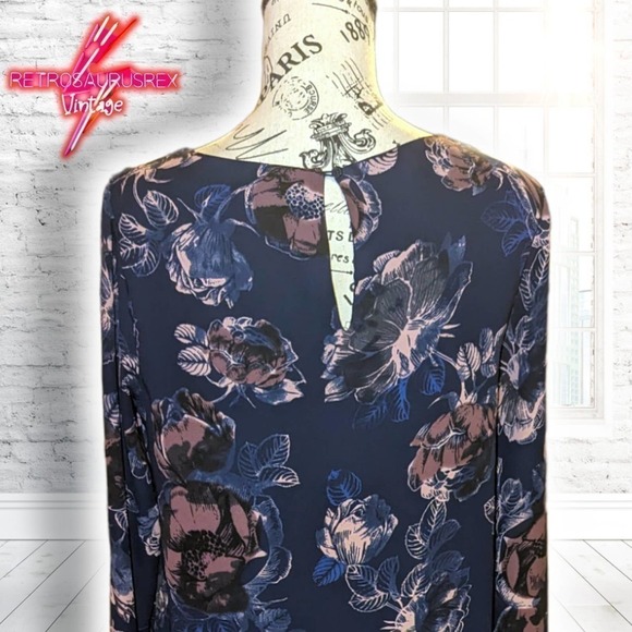 LILA Rose Floral Long Sleeve Chiffon Sheath Dress - Picture 4 of 7